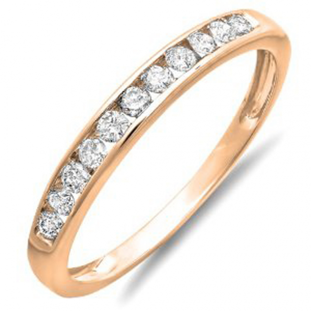 0.30 Carat (ctw) 14K Rose Gold Round Diamond Ladies Anniversary Wedding Band Stackable Ring 1/3 CT