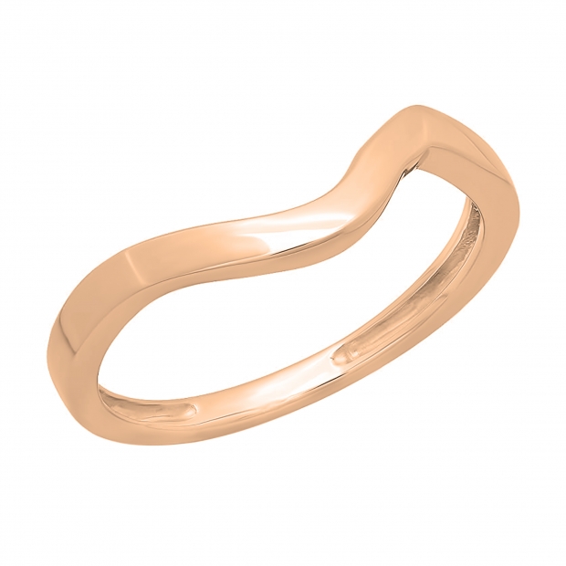 14K Rose Gold Ladies Anniversary Wedding Stackable Contour Band Guard Ring