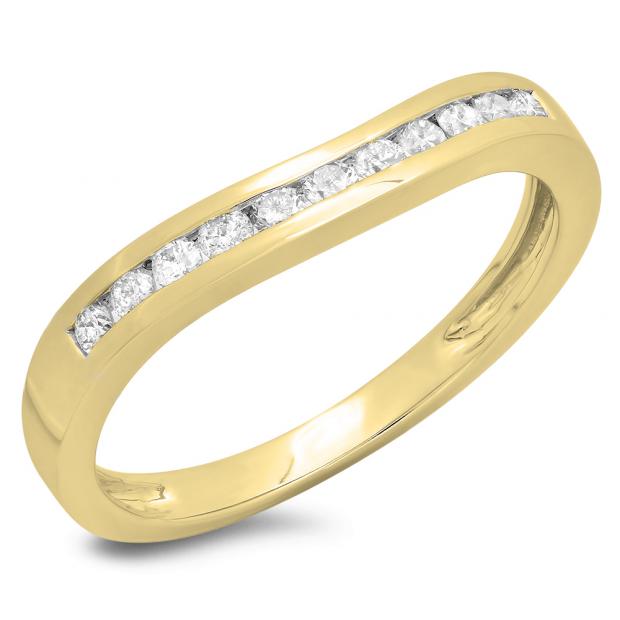 0.25 Carat (ctw) 10K Yellow Gold Round Cut Diamond Ladies Anniversary Wedding Band Stackable Ring 1/4 CT