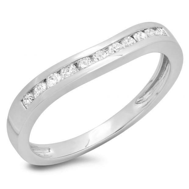 0.25 Carat (ctw) 14K White Gold Round Cut Diamond Ladies Anniversary Wedding Band Stackable Ring 1/4 CT