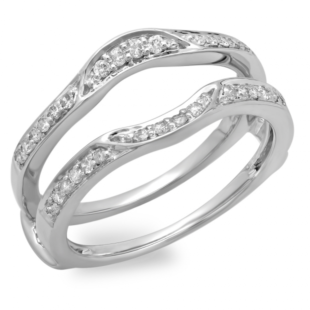 0.25 Carat (ctw) 18K White Gold Round Diamond Ladies Anniversary Wedding Band Enhancer Double Guard Ring 1/4 CT