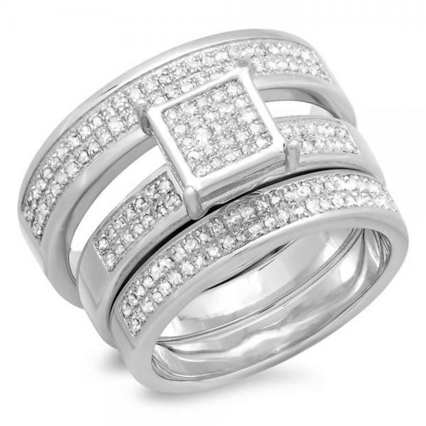 0.33 Carat (ctw) Sterling Silver Round Cut Diamond Men & Women