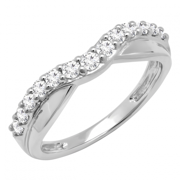 0.55 Carat (ctw) Platinum Round Cut Diamond Ladies Anniversary Wedding Guard Contour Band 1/2 CT