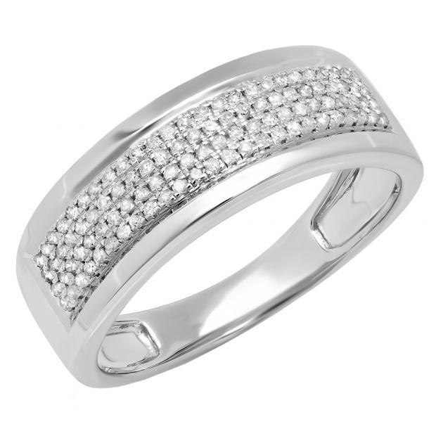 0.40 Carat (ctw) 10K White Gold Round White Diamond Men