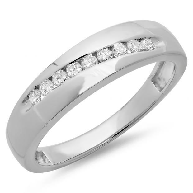 0.33 Carat (ctw) Sterling Silver Round Cut Diamond Men