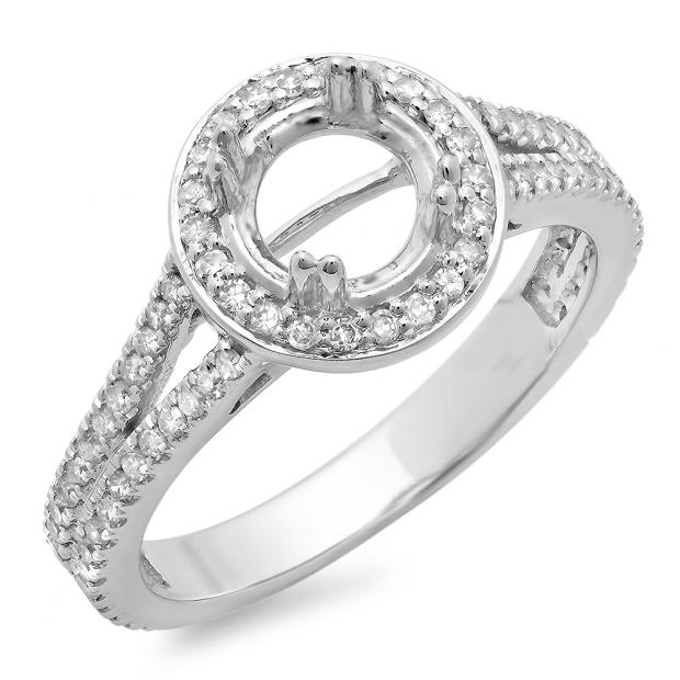 0.50 Carat (ctw) 10K White Gold Round Cut Diamond Ladies Semi Mount Bridal Engagement Ring 1/2 CT (No Center Stone)