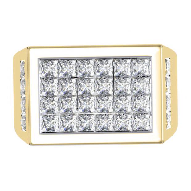 3.25 Carat (ctw) 14K Yellow Gold Princess Cut Diamond Men