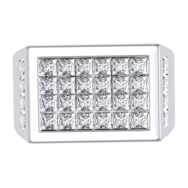 3.25 Carat (ctw) 18K White Gold Princess Cut Diamond Men