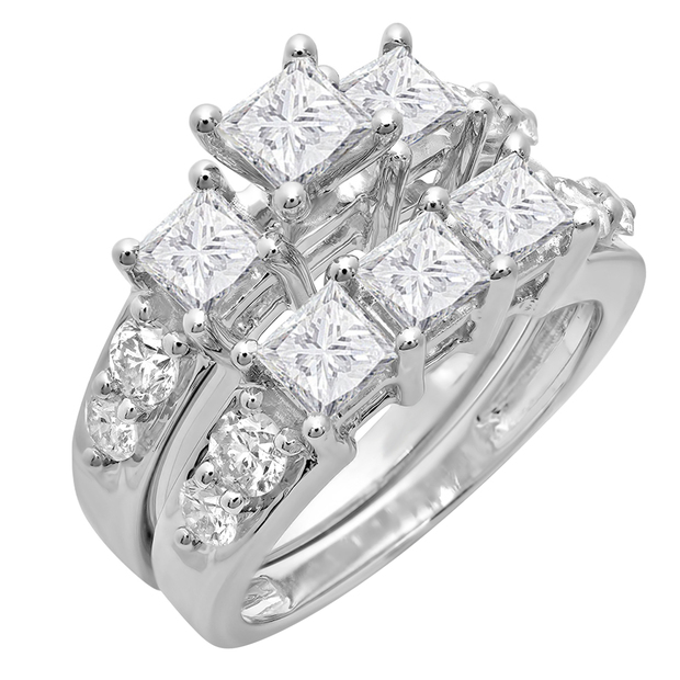 1.00 Carat (ctw) 10k White Gold Round Emerald & White Diamond Ladies Fashion Right Hand Ring