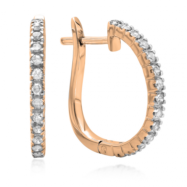 0.25 Carat (ctw) 10K Rose Gold Round Cut Diamond Ladies Hoop Earrings 1/4 CT