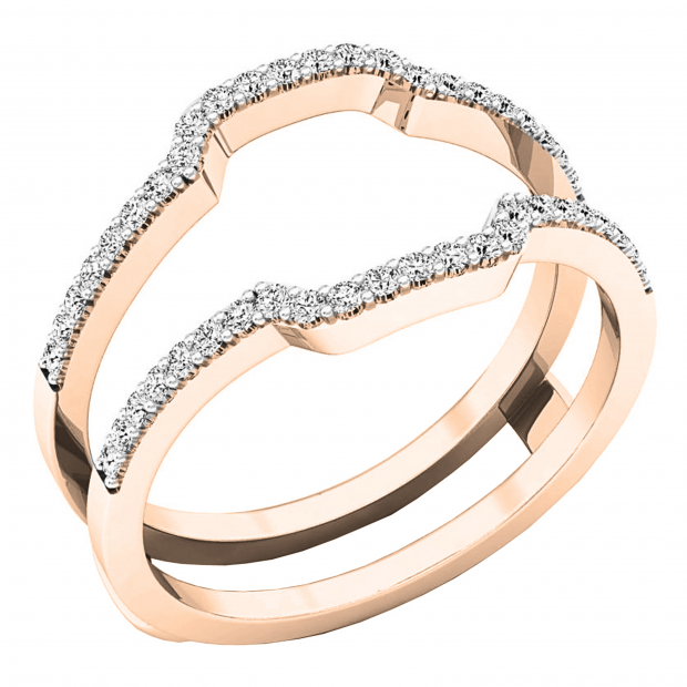 Round White Diamond Enhancer Double Guard Ring for Women (0.25 ctw, Color I-I, Clarity I2-I3) in 10K Rose Gold Size 7