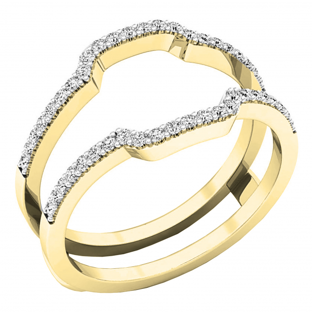 Round White Diamond Enhancer Double Guard Ring for Women (0.25 ctw, Color I-I, Clarity I2-I3) in 10K Yellow Gold Size 7
