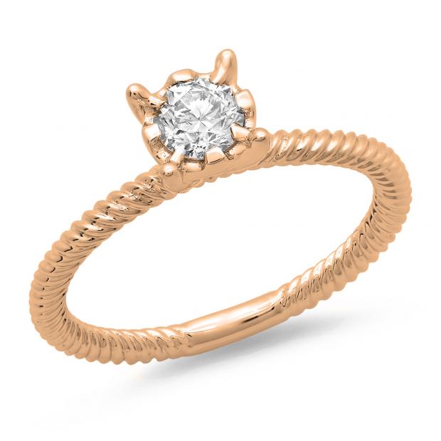 0.40 Carat (ctw) 10K Rose Gold Round Cut Diamond Ladies Bridal Solitaire Engagement Ring