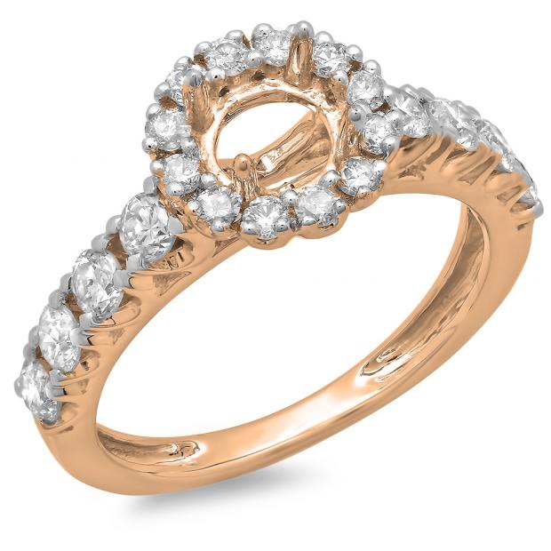 0.85 Carat (ctw) 10K Rose Gold Round Cut Diamond Ladies Semi Mount Bridal Engagement Ring (No Center Stone)