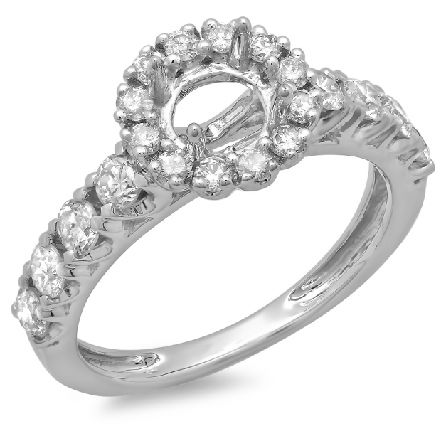 0.85 Carat (ctw) 14K White Gold Round Cut Diamond Ladies Semi Mount Bridal Engagement Ring (No Center Stone)