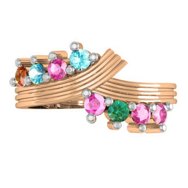 0.50 Carat (ctw) 10K Rose Gold Round Cut Multi-Gemstone Ladies Journey Ring