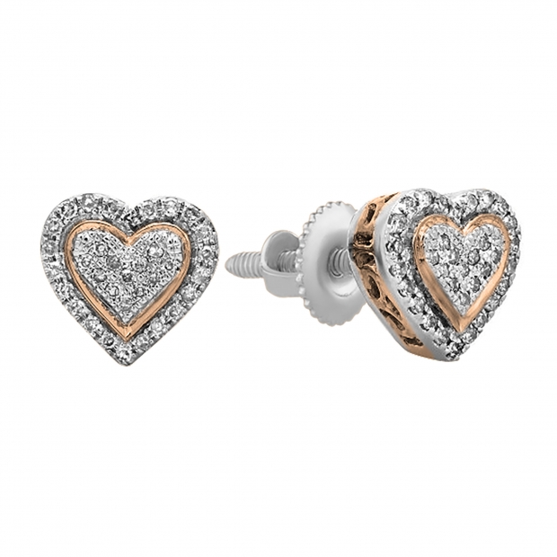 0.23 Carat (ctw) 14K White Gold Round Cut Diamond Ladies Heart Shape Stud Earrings 1/4 CT