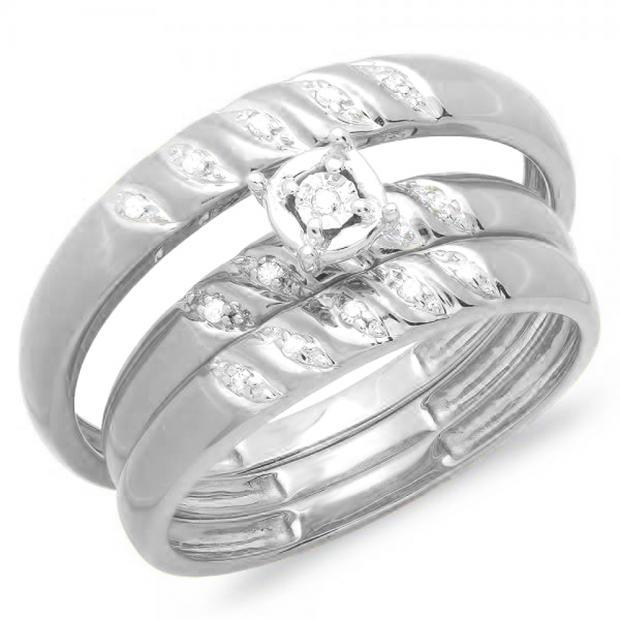 0.05 Carat (ctw) 10K White Gold Round White Diamond Men & Women