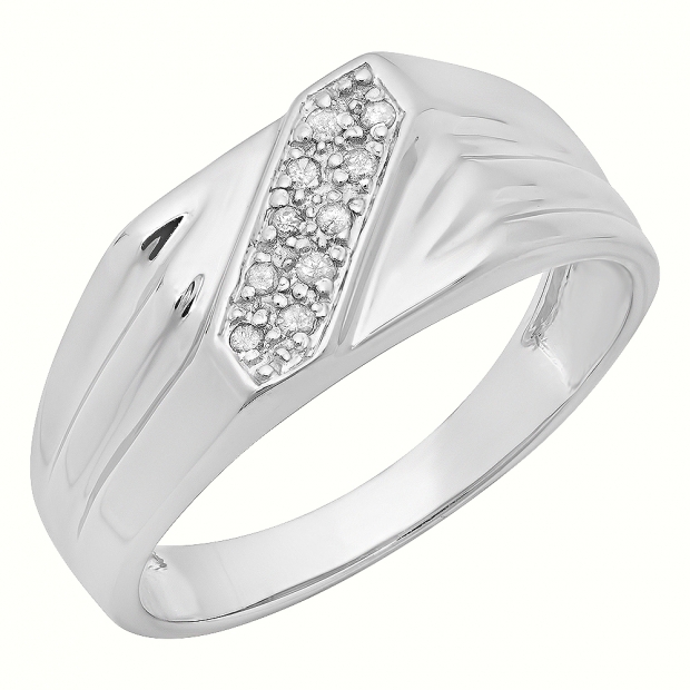 0.10 Carat (ctw) Sterling Silver Round White Real Diamond Men
