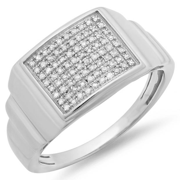 0.26 Carat (ctw) Sterling Silver Round White Diamond Men