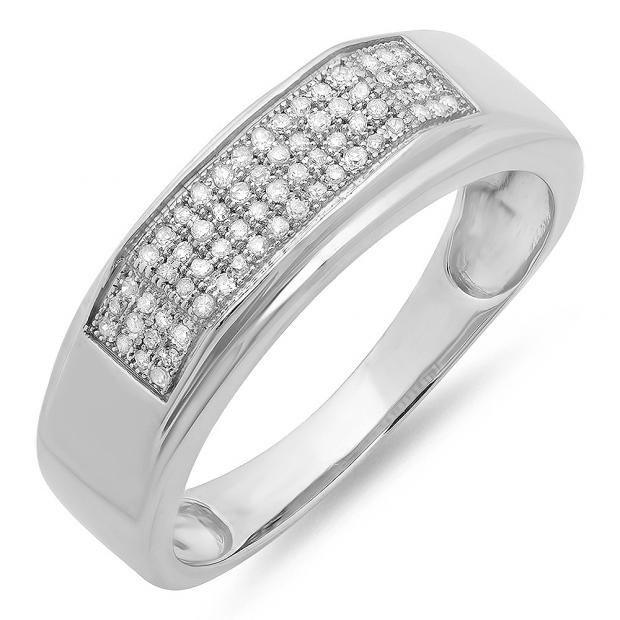0.20 Carat (ctw) Sterling Silver Round White Diamond Men