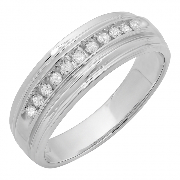 0.25 Carat (ctw) Sterling Silver Real White Round Diamond Men