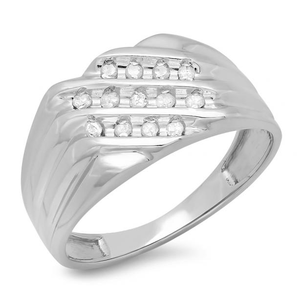 0.22 Carat (ctw) Sterling Silver Round White Real Diamond Men