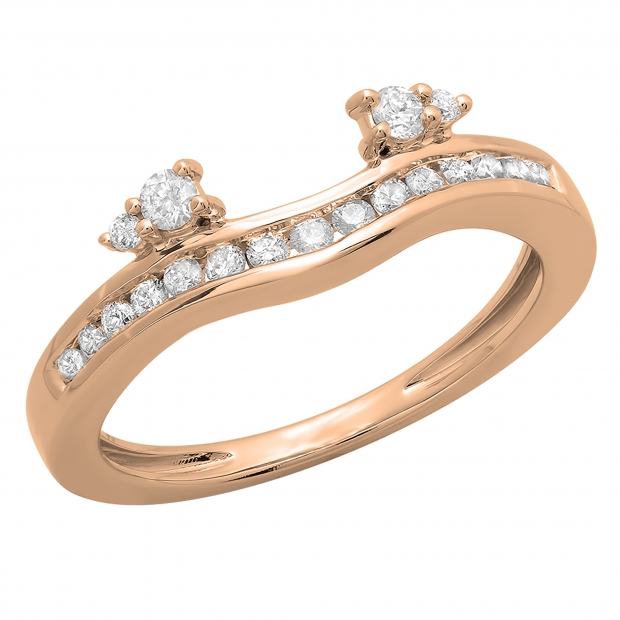 0.40 Carat (ctw) 10K Rose Gold Round Cut Diamond Ladies Anniversary Wedding Enhancer Guard Band
