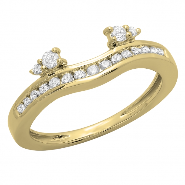 0.40 Carat (ctw) 14K Yellow Gold Round Cut Diamond Ladies Anniversary Wedding Enhancer Guard Band