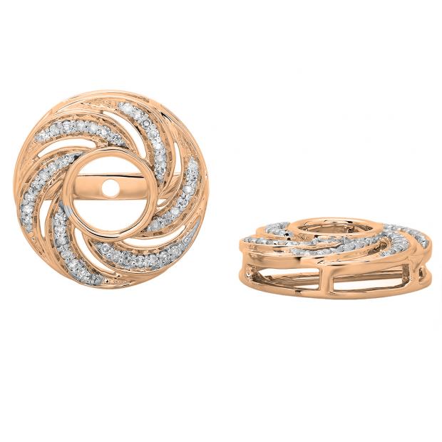 0.40 Carat (ctw) 18K Rose Gold Round Cut Diamond Removable Jackets For Stud Earrings
