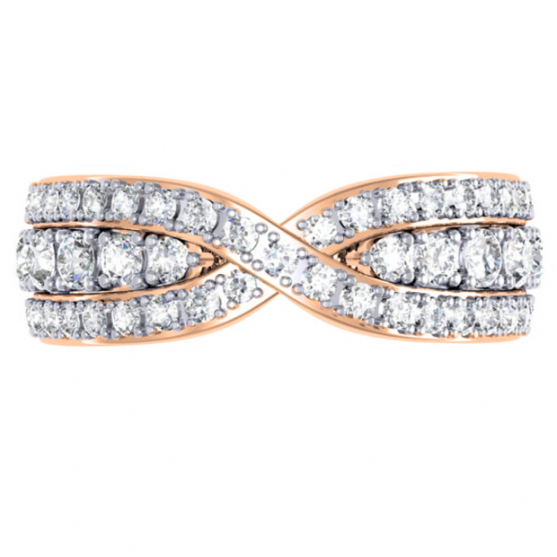 1.00 Carat (ctw) 14K Rose Gold Round White Diamond Ladies Swirl Wedding Anniversary Band Ring 1 CT