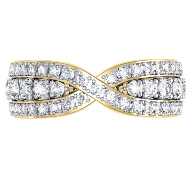 1.00 Carat (ctw) 14K Yellow Gold Round White Diamond Ladies Swirl Wedding Anniversary Band Ring 1 CT