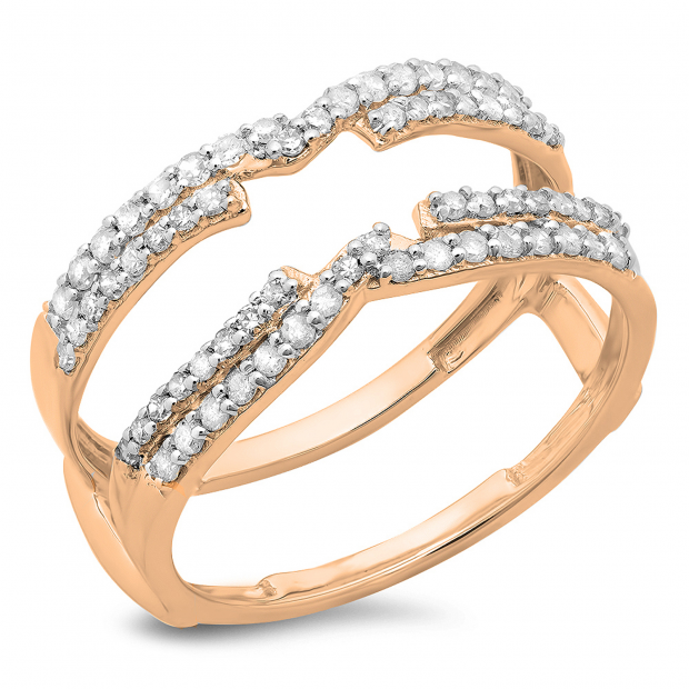 0.50 Carat (ctw) 10K Rose Gold Round Diamond Ladies Anniversary Wedding Band Enhancer Swirl Double Guard Ring  1/2 CT