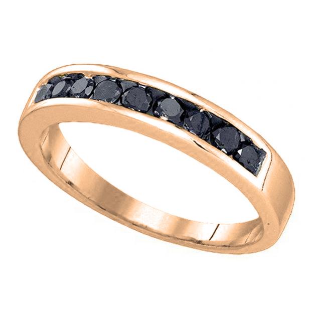 0.60 Carat (ctw) 10K Rose Gold Real Round Cut Black Diamond Men