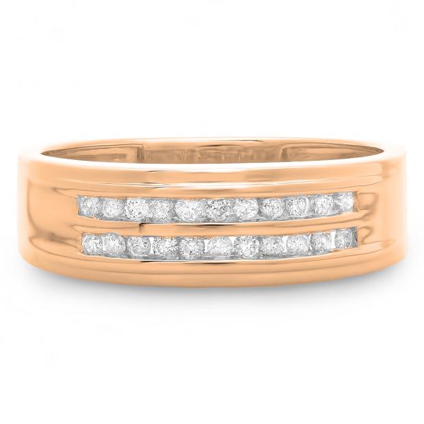 0.33 Carat (ctw) 10K Rose Gold Round Cut Diamond Men