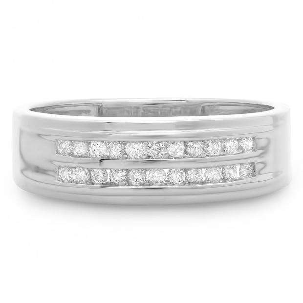 0.33 Carat (ctw) 10K White Gold Round Cut Diamond Men