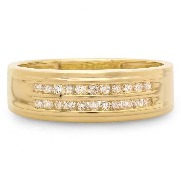 0.33 Carat (ctw) 14K Yellow Gold Round Cut Diamond Men