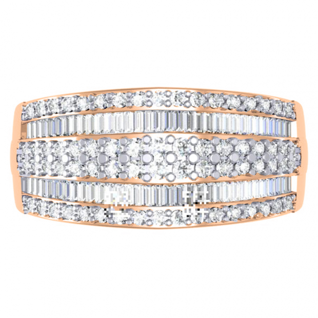 1.10 Carat (ctw) 10K Rose Gold Round & Baguette Cut Diamond Ladies Anniversary Wedding Band 1 CT