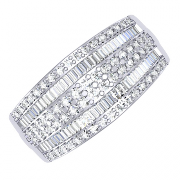 1.10 Carat (ctw) 10K White Gold Round & Baguette Cut Diamond Ladies Anniversary Wedding Band 1 CT