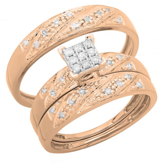 0.28 Carat (ctw) 14K Rose Gold Round Cut Diamond Men & Women