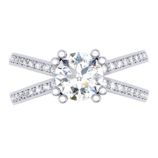 0.40 Carat (ctw) 10K White Gold Round Cut Diamond Ladies Bridal Split Shank Semi Mount Engagement Ring (No Center Stone)