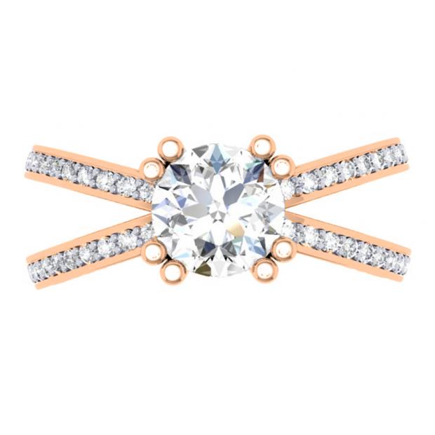 0.40 Carat (ctw) 18K Rose Gold Round Cut Diamond Ladies Bridal Split Shank Semi Mount Engagement Ring (No Center Stone)