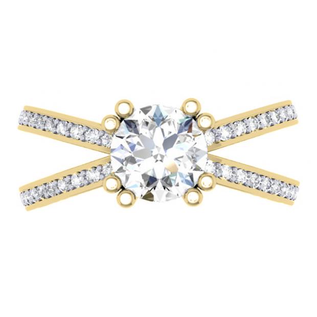 0.40 Carat (ctw) 18K Yellow Gold Round Cut Diamond Ladies Bridal Split Shank Semi Mount Engagement Ring (No Center Stone)