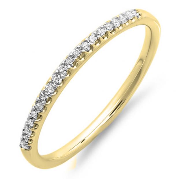 0.22 Carat (ctw) 14K Yellow Gold Round Cut White Cubic Zirconia Ladies Anniversary Wedding Stackable Band