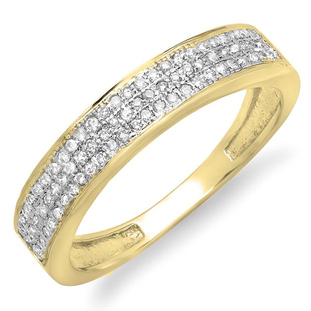 0.15 Carat (ctw) 10K Yellow Gold Round Cut Diamond Ladies Anniversary Wedding Band