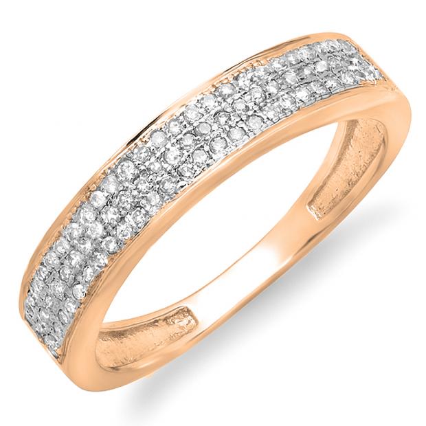 0.15 Carat (ctw) 14K Rose Gold Round Cut Diamond Ladies Anniversary Wedding Band