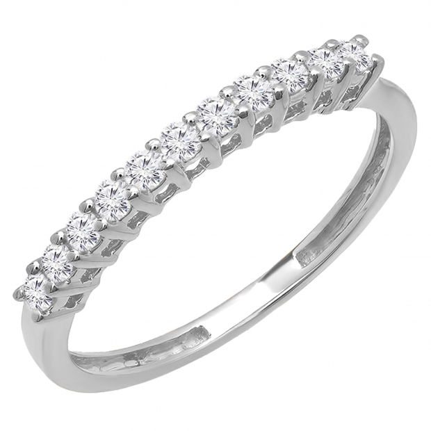 0.28 Carat (ctw) 14K White Gold Round White Diamond Ladies Anniversary Stackable Wedding Band 1/4 CT