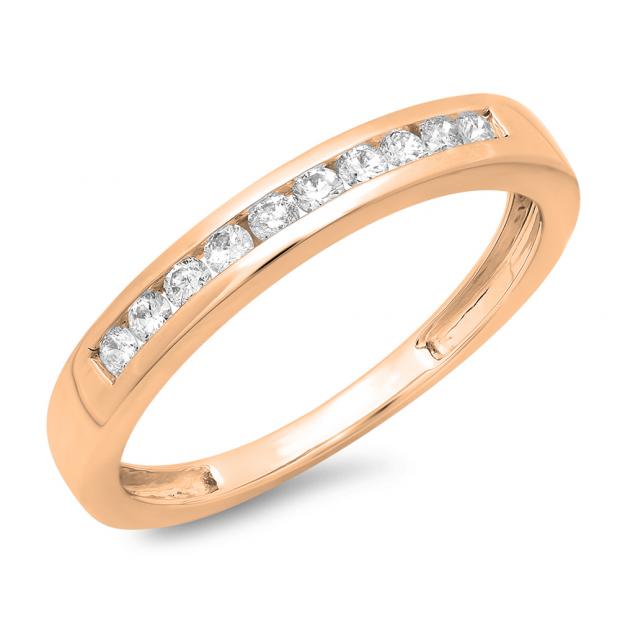 0.25 Carat (ctw) 14K Rose Gold Round Cut Diamond Ladies Stackable Anniversary Wedding Band 1/4 CT