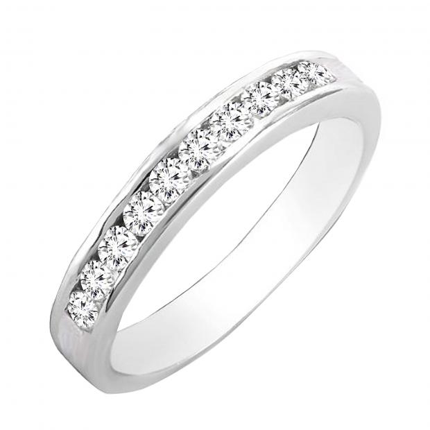 0.35 Carat (ctw) Round White Diamond Ladies Wedding Stackable Ring Band 1/3 CT 14K White Gold