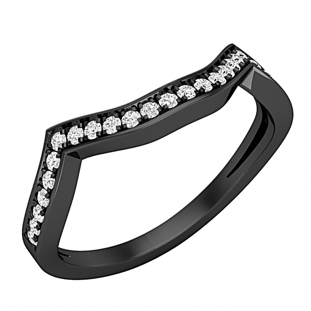 0.17 Carat (ctw) Round Diamond Ladies Contour Wedding Band Black Rhodium Plated 10K White Gold